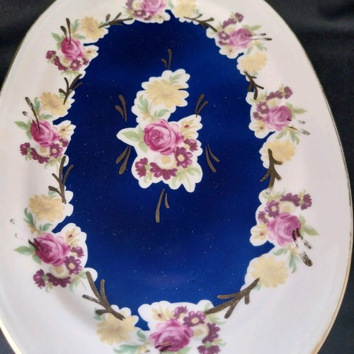 Vintage Furstenberg Germany serving platter with metal base
