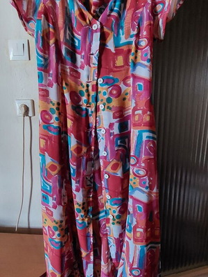 Long dress used, hand-sewn, multicolored, size L/M