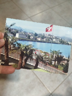 Card postal Switzerland used, 40 years old, Lugano resort
