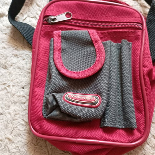 Mini everyday bag used, crossbody, gray and red