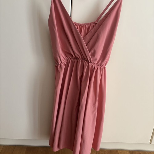Pink wrap dress with thin straps, made in Italy