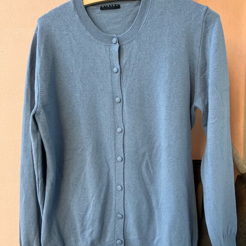 Sisley cardigan with scarf, wool, size L, like new, blue