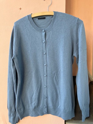 Sisley cardigan with scarf, wool, size L, like new, blue
