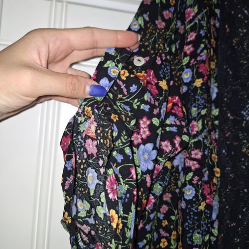Dress with lace used, black floral pattern, one size