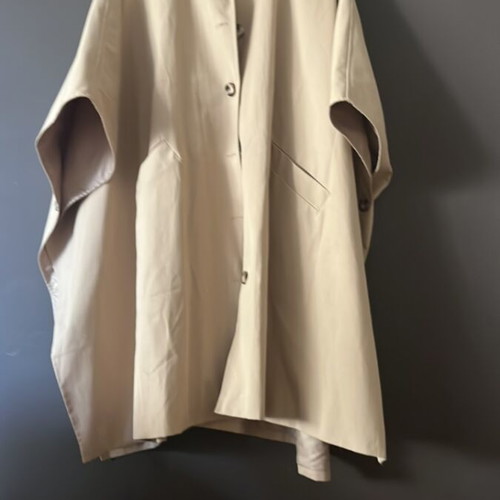 Cotton poncho trench coat new, beige, size M