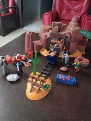 Playmobil Western ορυχείο μεταχειρισμένο, μπλέ κιβώτιο δεν λειτουργεί