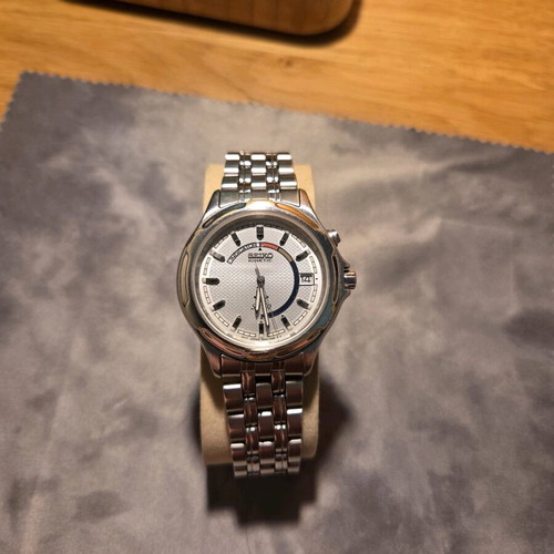 Seiko Kinetic Open Μovement 5M42-0C40 μεταχειρισμένο ανδρικό ρολόι ασημί