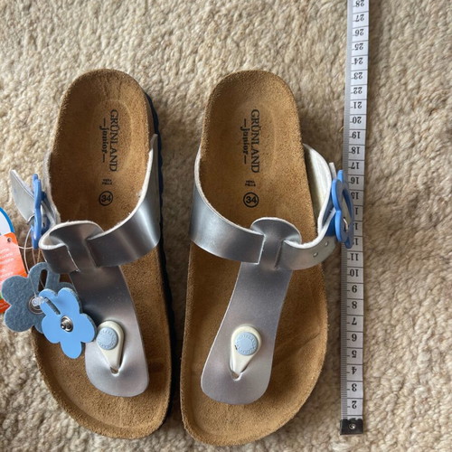 Grünland Junior Luce Silver Flip-Flop Sandals Size 34 New
