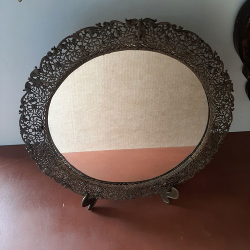 Bronze filigree mirror 1950s vintage