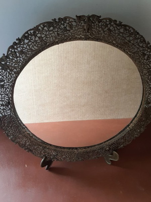 Bronze filigree mirror 1950s vintage