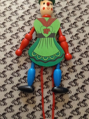 Wooden Marionette Clown with Scene New, Handmade Decorative Toy