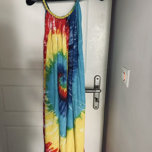 Cotton tie-dye maxi dress, colourful, free size 8–16
