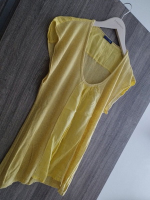 Trussardi women's blouse with short sleeves, like new, yellow, linen cotton