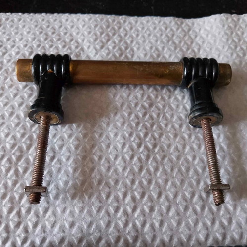 Door handles used, 1950, brass, pack of 3, 9 cm