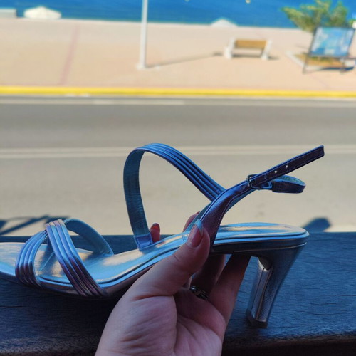 Tamaris silver high heels size 41