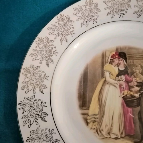 Sofafils porcelain decorative plate with Victorian scene, 1970s