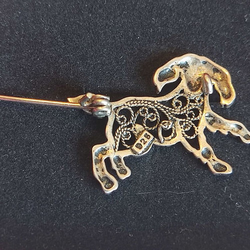 Silver 925 dog brooch used vintage