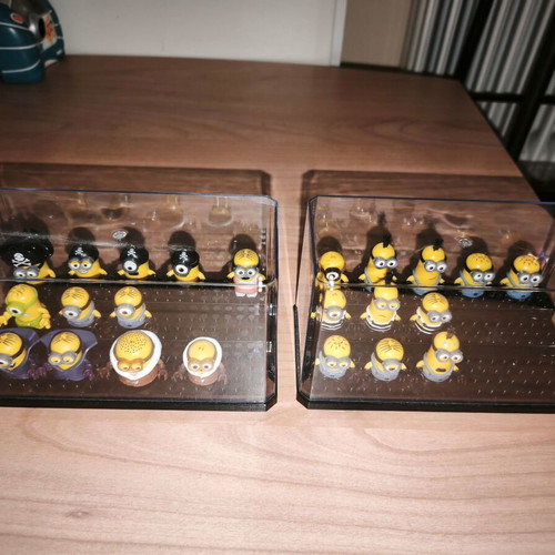 Mega Blocks Minions figures with base and protective case used