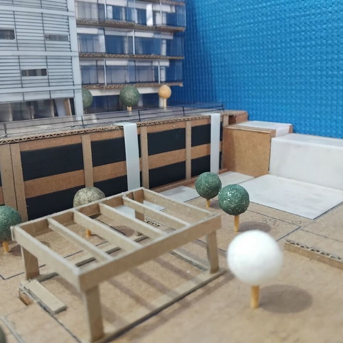 Architectural model 1:200 scale new, cardboard and white pulp
