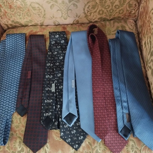Hermes silk ties pack of 6 like new, authentic French luxury