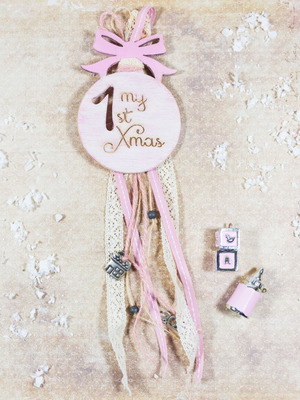 Wooden charm for newborn girl new