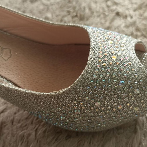 Pip Toe Silver Heels Size 37 New with Hidden Platform