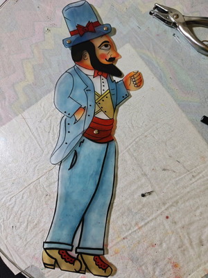 Nionios Spathari Karagiozis figure new, plastic shadow theater
