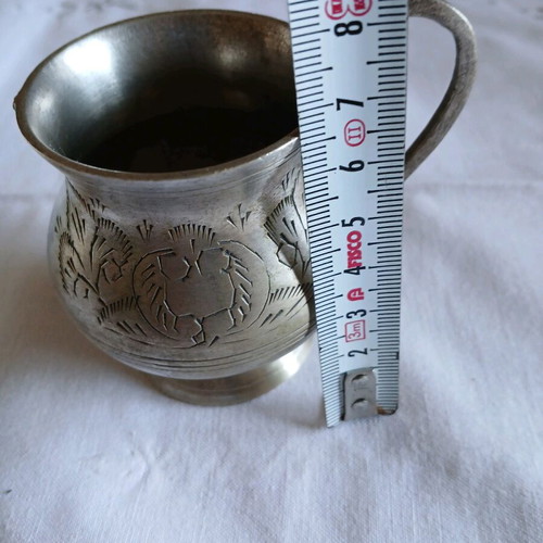 E.P.N.S. small carved antique vessel used, missing one handle