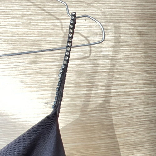 Black asymmetrical Lynne dress like new with rhinestones on straps