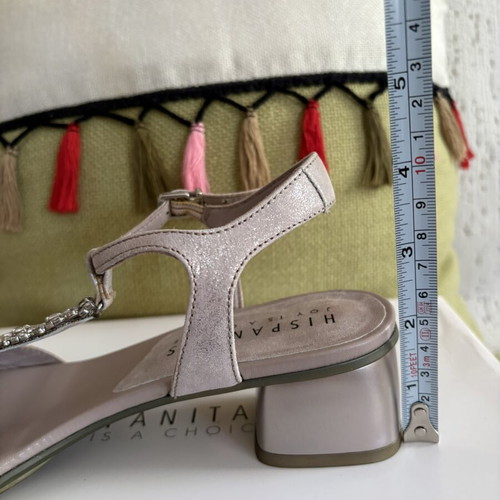 Hispanitas sandals new, grey silver leather, low heel 4cm