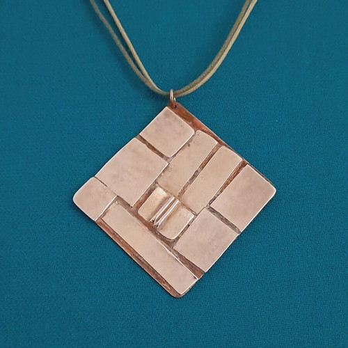 Handmade necklace with copper base and silver plates, new