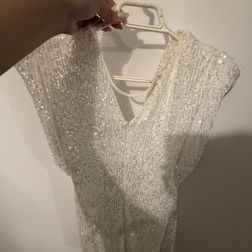 Zara sequined dress white like new, size L