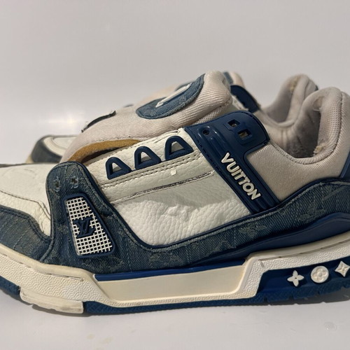 Louis Vuitton trainers used, white and blue, size 44