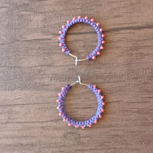 Macrame Steel Earrings new, purple and orange