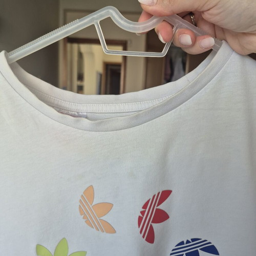 Adidas t-shirt used with yellowing and stains, women's XS-S