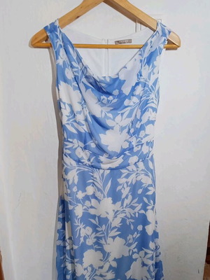 Orsay Blue Floral Dress with Cowl Neck Like New, Size 36