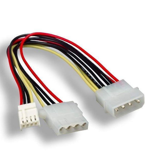 Molex 4pin power cable male to 5.25''+3.5'' 4pin female, new
