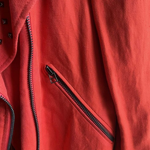 Zara red linen biker jacket like new, size 40/Large