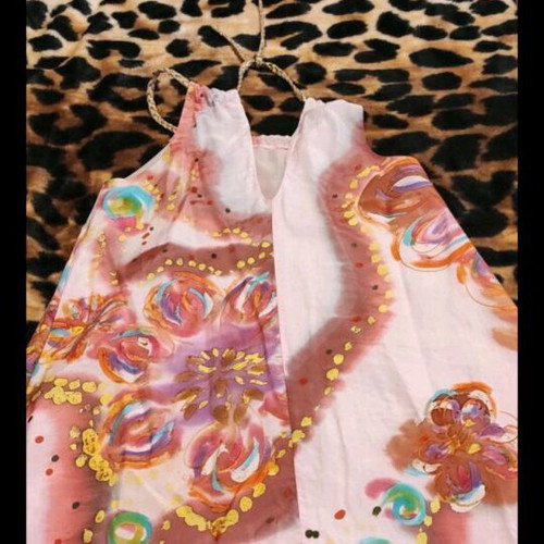 Mini dress used with adjustable straps pink multicolor