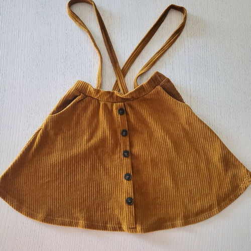 Zara brown corduroy skirt with straps for 10 years like new