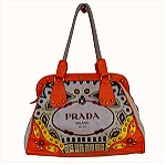  Vintage Prada Papaya Canvas Canapa Stampata τσάντα