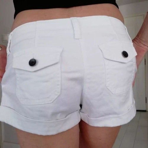 Benetton Vintage Low-Rise Shorts Size S Like New, White Cotton