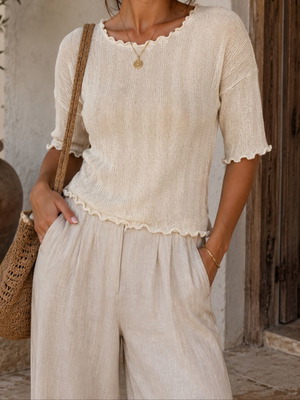 Blouse like new, size L, white and beige