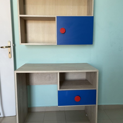 Children's bedroom set used with desk, bookshelf, nightstand, bed and mattress