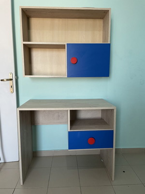 Children's bedroom set used with desk, bookshelf, nightstand, bed and mattress