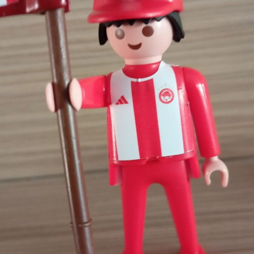 Playmobil Olympiacos Fan Figure with Team Flag, Like New