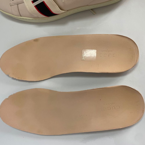 Gucci leather sneakers used, beige, size 37