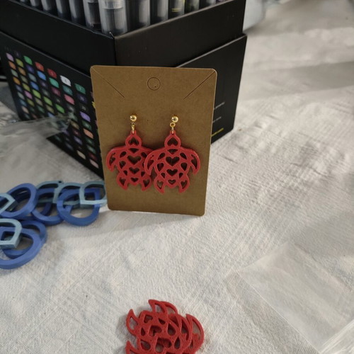 Red Turtle Earrings 3D print made to order
