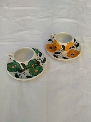 Vintage porcelain floral coffee sets like new, 2 pieces