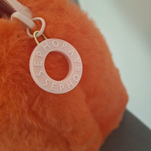 Sephora Collection Faux Fur Toiletry Bag with Scrunchie, New, Orange